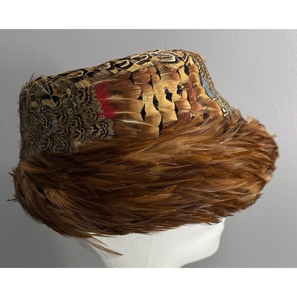 Vintage Women’s Unbranded Pheasant Feather Hat Church Hat EUC No Tag - Picture 5 of 11